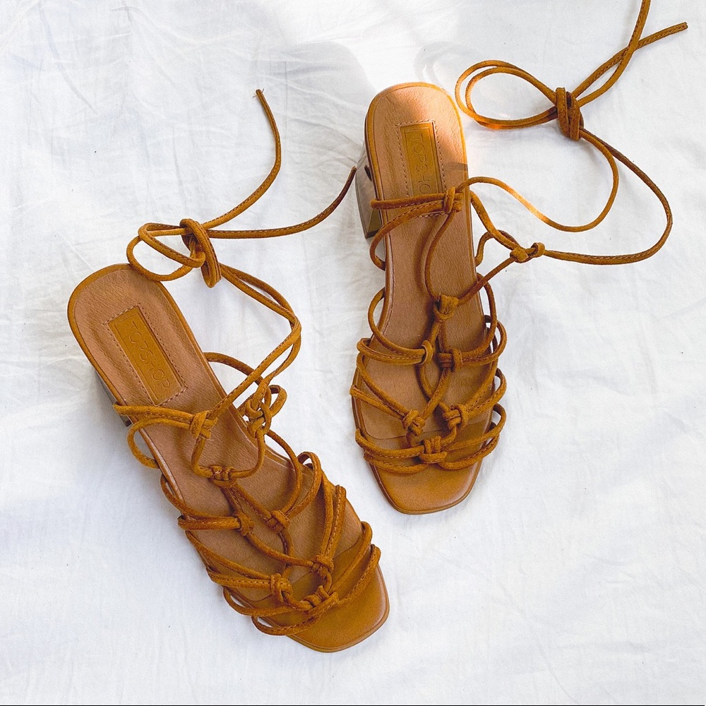 Topshop napoli block heel lace-up sandals